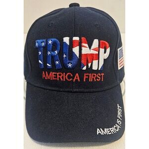 Donald Trump America First Hat 2024 Flag Patriotic OS Adjustable NWOT